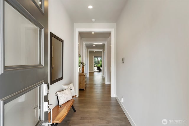 8784 NE Winslow Grove Ct, Bainbridge Island, WA 98110 - hall with wood finished floors and recessed lighting