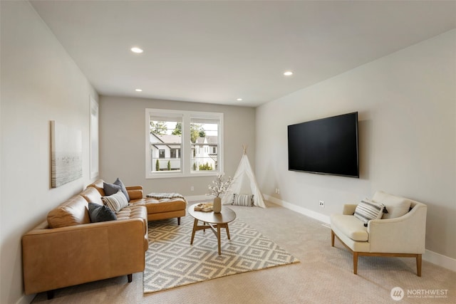 8784 NE Winslow Grove Ct, Bainbridge Island, WA 98110 - living room featuring recessed lighting and carpet floors