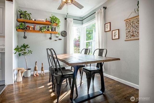 526 20th Ave, Longview, WA 98632 - dining space with a ceiling fan and dark wood-style flooring