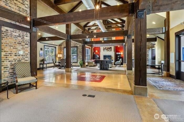 3116 164th St SW Unit 806, Lynnwood, WA 98087 - lobby with high vaulted ceiling and beam ceiling