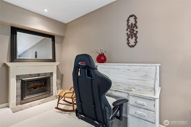 15000 Juanita Dr NE Unit 309, Kenmore, WA 98028 - office space with a fireplace and carpet floors