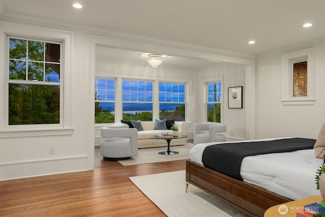 740 22nd Ave E, Seattle, WA 98112 - bedroom featuring wood finished floors, recessed lighting, and crown molding