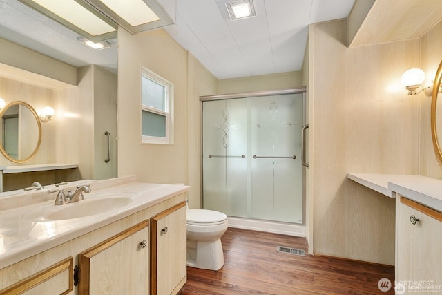 1415 84th St SE Unit 192, Everett, WA 98208 - bathroom with vanity, wood finished floors, and a shower stall