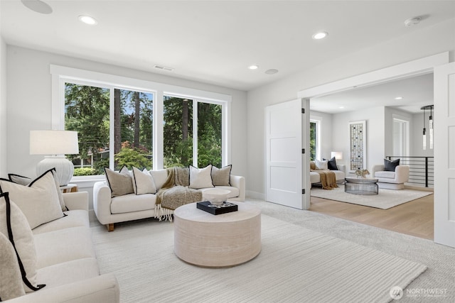 1806 154th Ave SE, Bellevue, WA 98007 - living room featuring recessed lighting and light wood finished floors