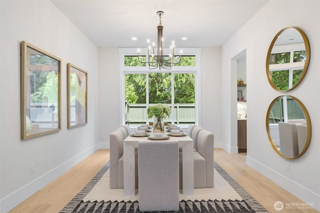 1806 154th Ave SE, Bellevue, WA 98007 - dining area featuring a chandelier, light wood-type flooring, and recessed lighting