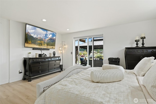 153 Swinomish Dr, La Conner, WA 98257 - bedroom featuring light wood-style floors, access to outside, and recessed lighting