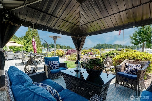 153 Swinomish Dr, La Conner, WA 98257 - view of patio with an outdoor hangout area, outdoor dining area, and a gazebo