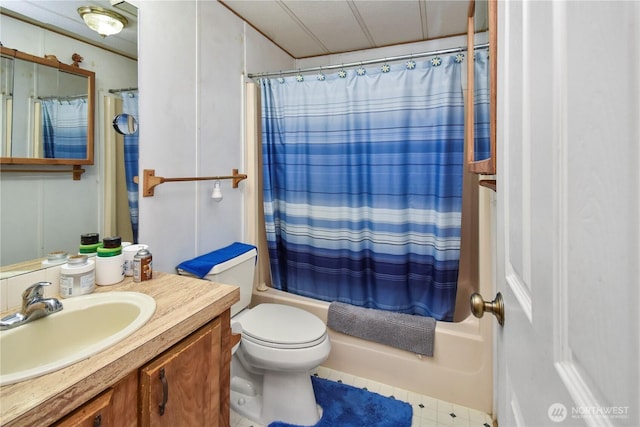 8031 Fir Tree Ln, Lake Stevens, WA 98258 - full bathroom featuring vanity and shower / bathtub combination with curtain