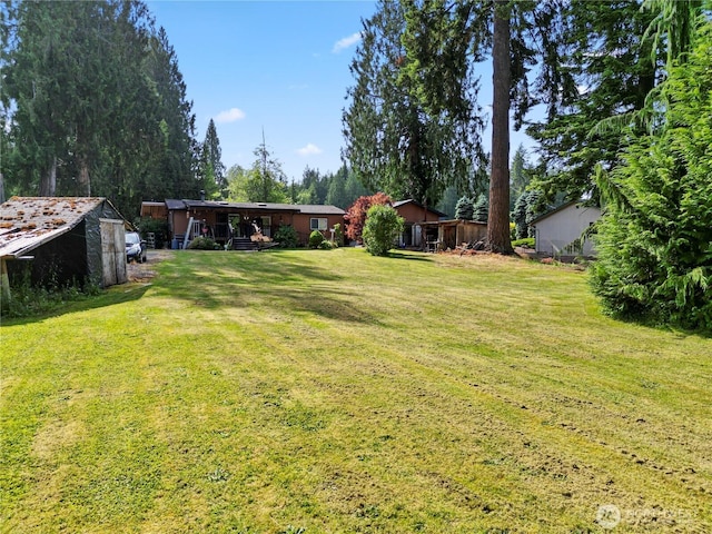 8031 Fir Tree Ln, Lake Stevens, WA 98258 - view of green lawn with a storage unit