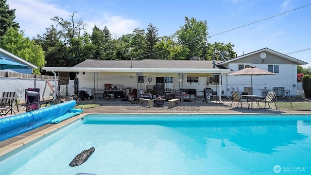 1314 S Division St, Walla Walla, WA 99362 - view of pool featuring a patio, an outdoor living space, and area for grilling