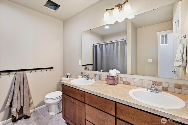12115 184th Ave E, Bonney Lake, WA 98391 - bathroom featuring double vanity, tile patterned flooring, and a shower with shower curtain