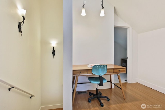 4876 Breezefair Rd, Freeland, WA 98249 - home office featuring wood finished floors and baseboards