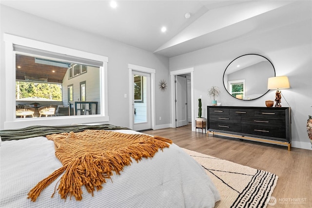 989 Lakewood Ln, Bellingham, WA 98229 - bedroom featuring vaulted ceiling, wood finished floors, multiple windows, and recessed lighting