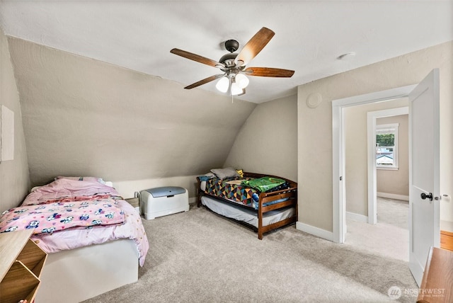9413 356th Street Ct S, Roy, WA 98558 - carpeted bedroom with vaulted ceiling and ceiling fan