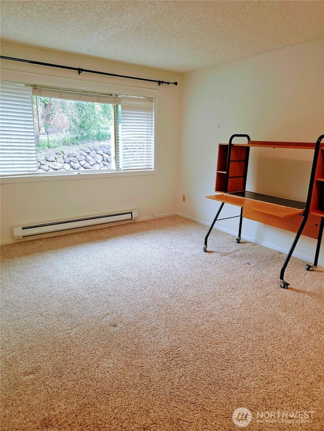 12840 SE 40th Ct Unit B12, Bellevue, WA 98006 - unfurnished bedroom featuring a baseboard radiator, carpet, and a textured ceiling