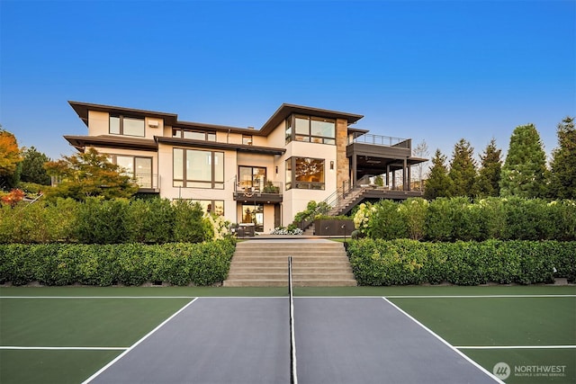 9001 NE 14th St, Clyde Hill, WA 98004 - view of tennis court with stairway