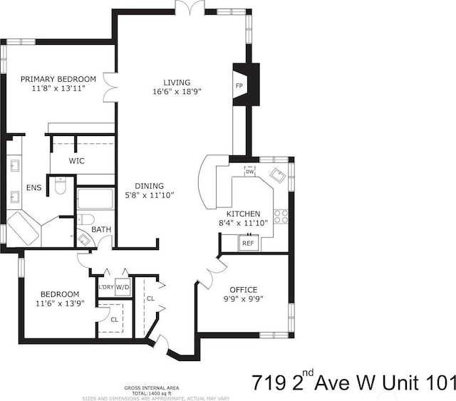 719 2nd Ave W Unit 101, Seattle, WA 98119 - view of floor plan / room layout