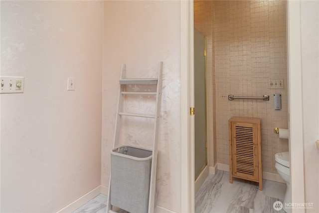 95 Martingale Pl, Port Ludlow, WA 98365 - bathroom with an enclosed shower and marble finish flooring