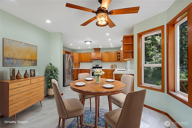 3941 16th Ln NE, Olympia, WA 98506 - dining room with a ceiling fan and recessed lighting