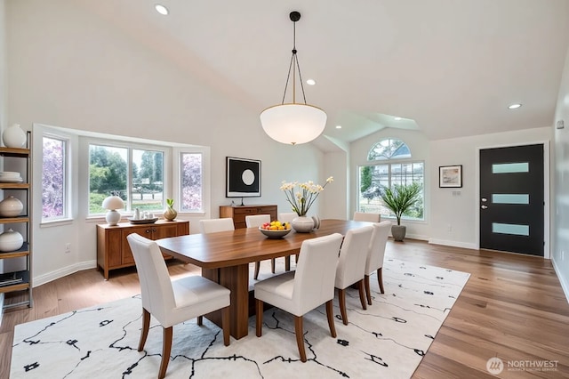 15223 SE 276th Pl, Kent, WA 98042 - dining area with vaulted ceiling, recessed lighting, and light wood-style floors