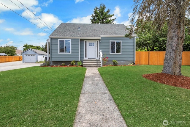 1815 S Cedar St, Tacoma, WA 98405 - view of front of home featuring driveway, a garage, roof with shingles, and an outdoor structure