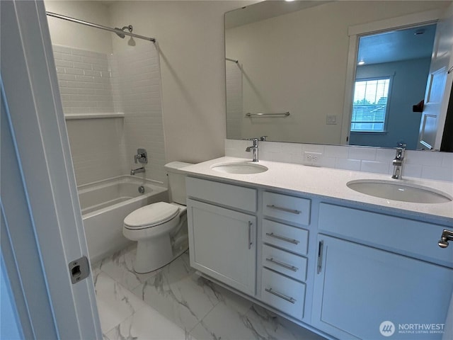 37568 30th Pl S Unit Lot38, Federal Way, WA 98003 - bathroom with double vanity,  shower combination, and marble finish flooring