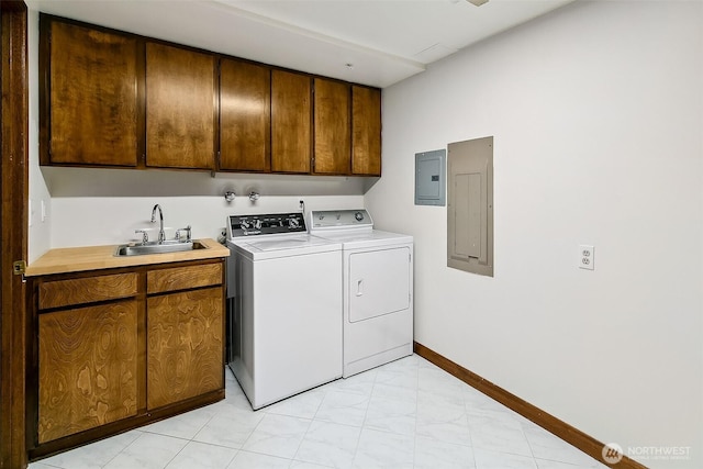 4412 43rd Ave NE, Seattle, WA 98105 - laundry area featuring electric panel, cabinet space, and washer and dryer