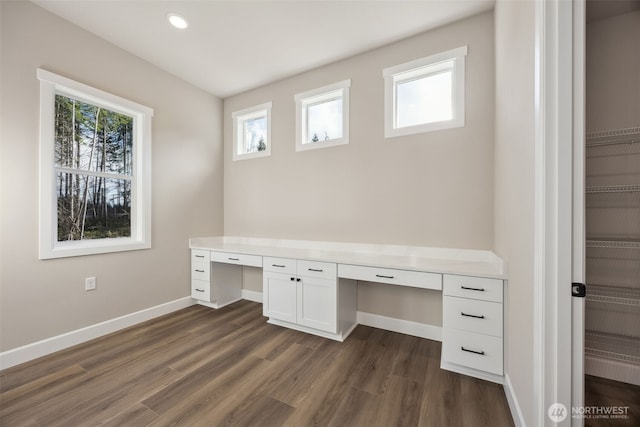 10630 134th Dr NE Unit 112, Lake Stevens, WA 98258 - unfurnished office with built in desk, plenty of natural light, and dark wood finished floors