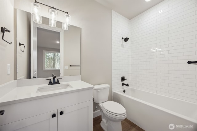10630 134th Dr NE Unit 112, Lake Stevens, WA 98258 - bathroom featuring vanity, wood finished floors, and shower / washtub combination