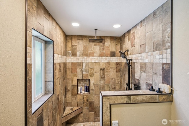 910 Crestline Dr, Longview, WA 98632 - bathroom featuring walk in shower and recessed lighting