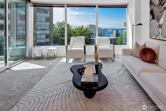 2000 1st Ave Unit 703, Seattle, WA 98121 - carpeted living room featuring plenty of natural light