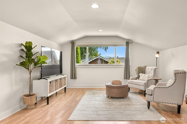 16740 Dunbar Rd, Mount Vernon, WA 98273 - sitting room featuring lofted ceiling, wood finished floors, and recessed lighting