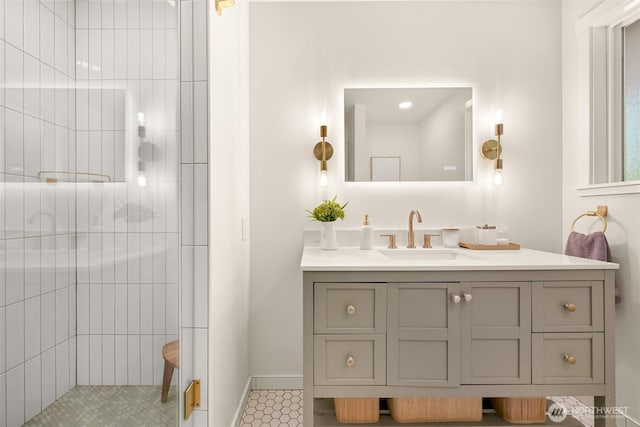 16740 Dunbar Rd, Mount Vernon, WA 98273 - bathroom with vanity and a tile shower