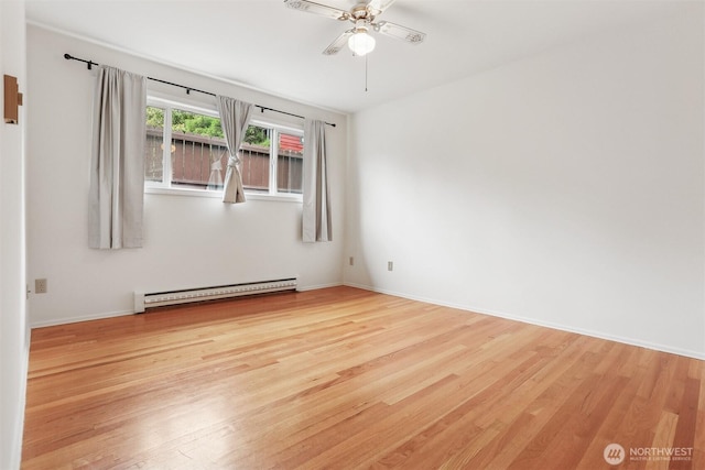 1919 2nd Ave W, Seattle, WA 98119 - empty room featuring baseboard heating, light wood finished floors, and a ceiling fan