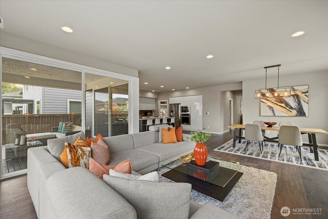 35404 55th Ave S, Auburn, WA 98001 - living area featuring dark wood-style floors and recessed lighting