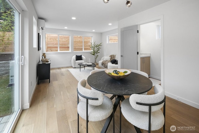 3422 20th Ave S, Seattle, WA 98144 - dining space featuring recessed lighting, light wood finished floors, plenty of natural light, and a wall mounted air conditioner