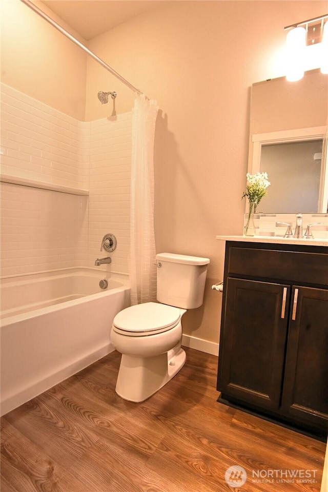 14363 271st Cir NE, Duvall, WA 98019 - full bathroom with shower / bath combo, vanity, and wood finished floors