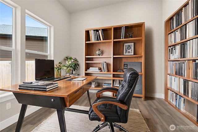 2122 Hawks View Ln, Winlock, WA 98596 - office featuring wood finished floors and baseboards