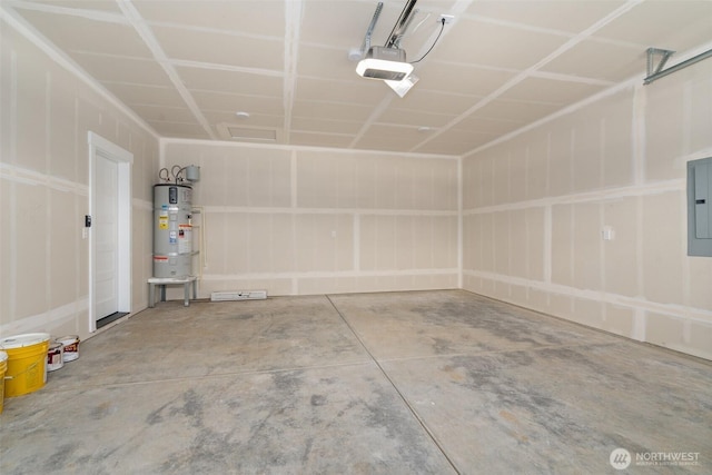 2122 Hawks View Ln, Winlock, WA 98596 - garage with secured water heater, a garage door opener, and electric panel