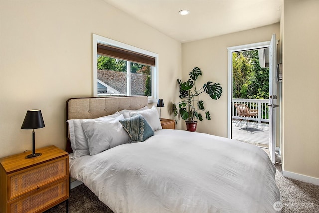 8430 34th Ave S, Seattle, WA 98118 - bedroom featuring carpet, access to exterior, and recessed lighting