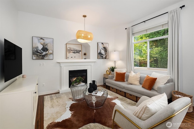 23618 Carter Rd, Bothell, WA 98021 - living area featuring wood finished floors and a fireplace