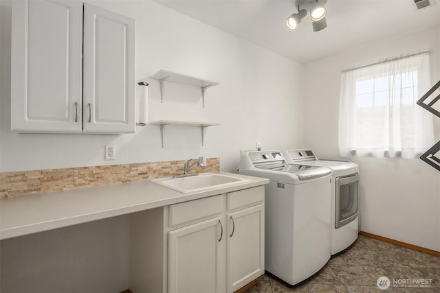 23618 Carter Rd, Bothell, WA 98021 - laundry area with washer and clothes dryer, cabinet space, and ceiling fan