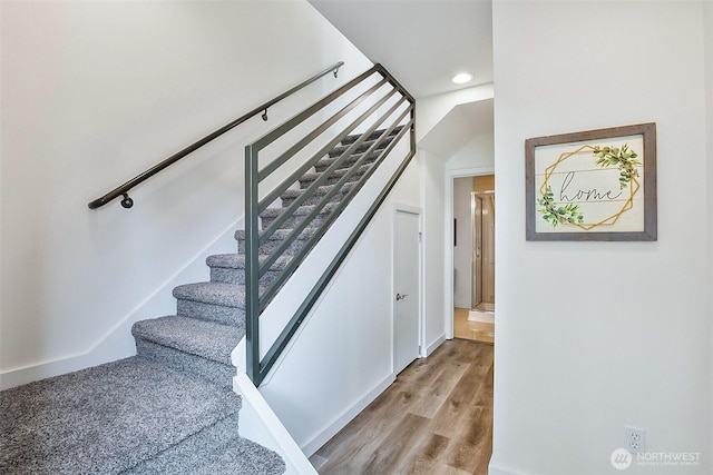 1214 N Northgate Way, Seattle, WA 98133 - stairway featuring wood finished floors and recessed lighting