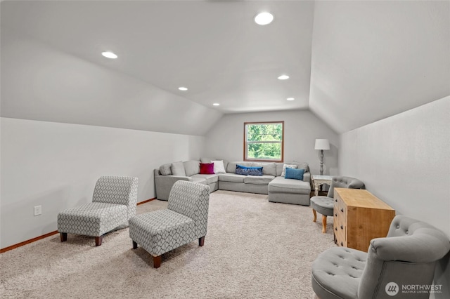 19838 Bear View Ln SW, Rochester, WA 98579 - carpeted living area featuring recessed lighting and lofted ceiling