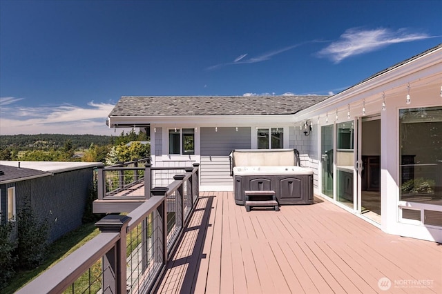 2735 Evening Glory Ct, Clinton, WA 98236 - wooden deck with a hot tub