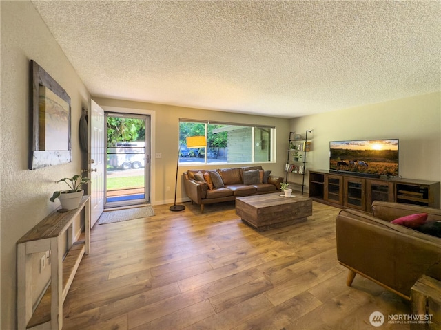17714 Robinhood Ln, Snohomish, WA 98290 - living room with a textured ceiling, healthy amount of natural light, and wood-type flooring