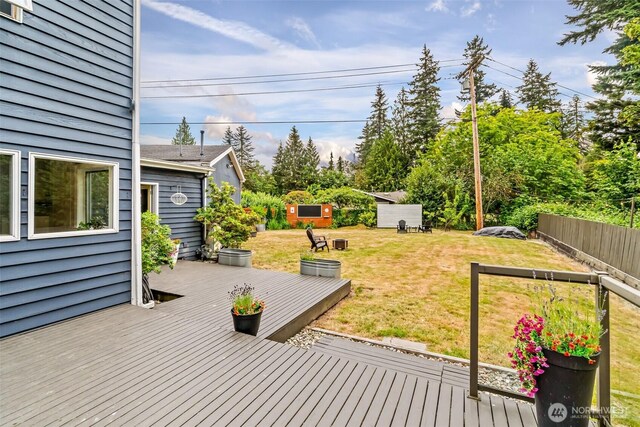 233 Joann Ln, Arlington, WA 98223 - wooden deck featuring a storage shed