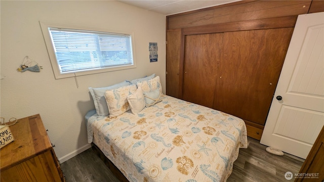 1215 273rd Pl, Ocean Park, WA 98640 - bedroom with a closet and dark wood-type flooring