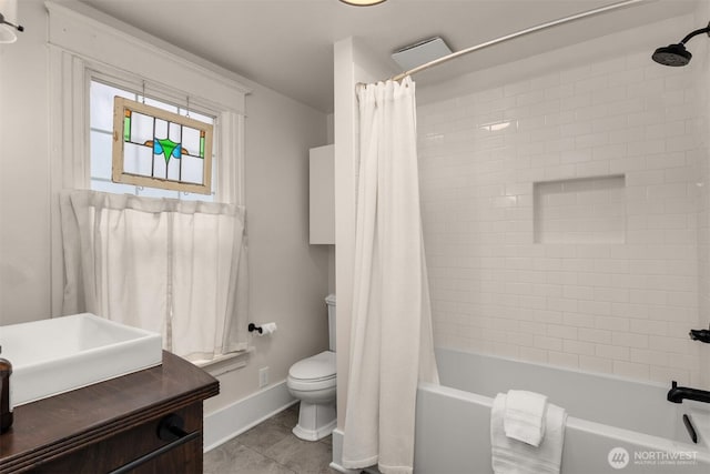 325 23rd Ave E, Seattle, WA 98112 - bathroom with vanity, shower / bathtub combination with curtain, and tile patterned flooring
