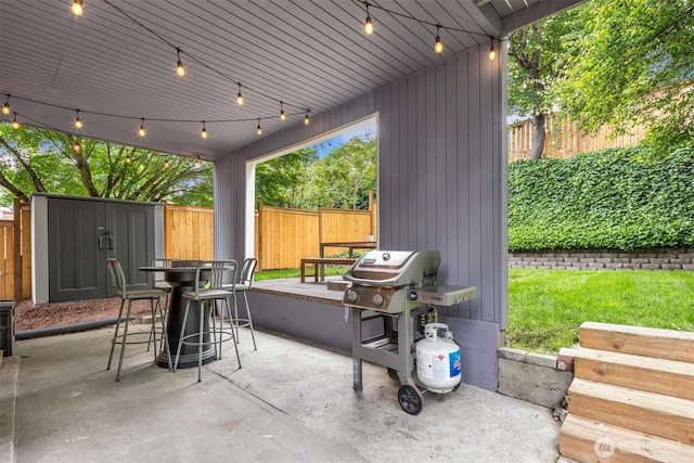 325 23rd Ave E, Seattle, WA 98112 - fenced backyard featuring a patio, a grill, and a shed